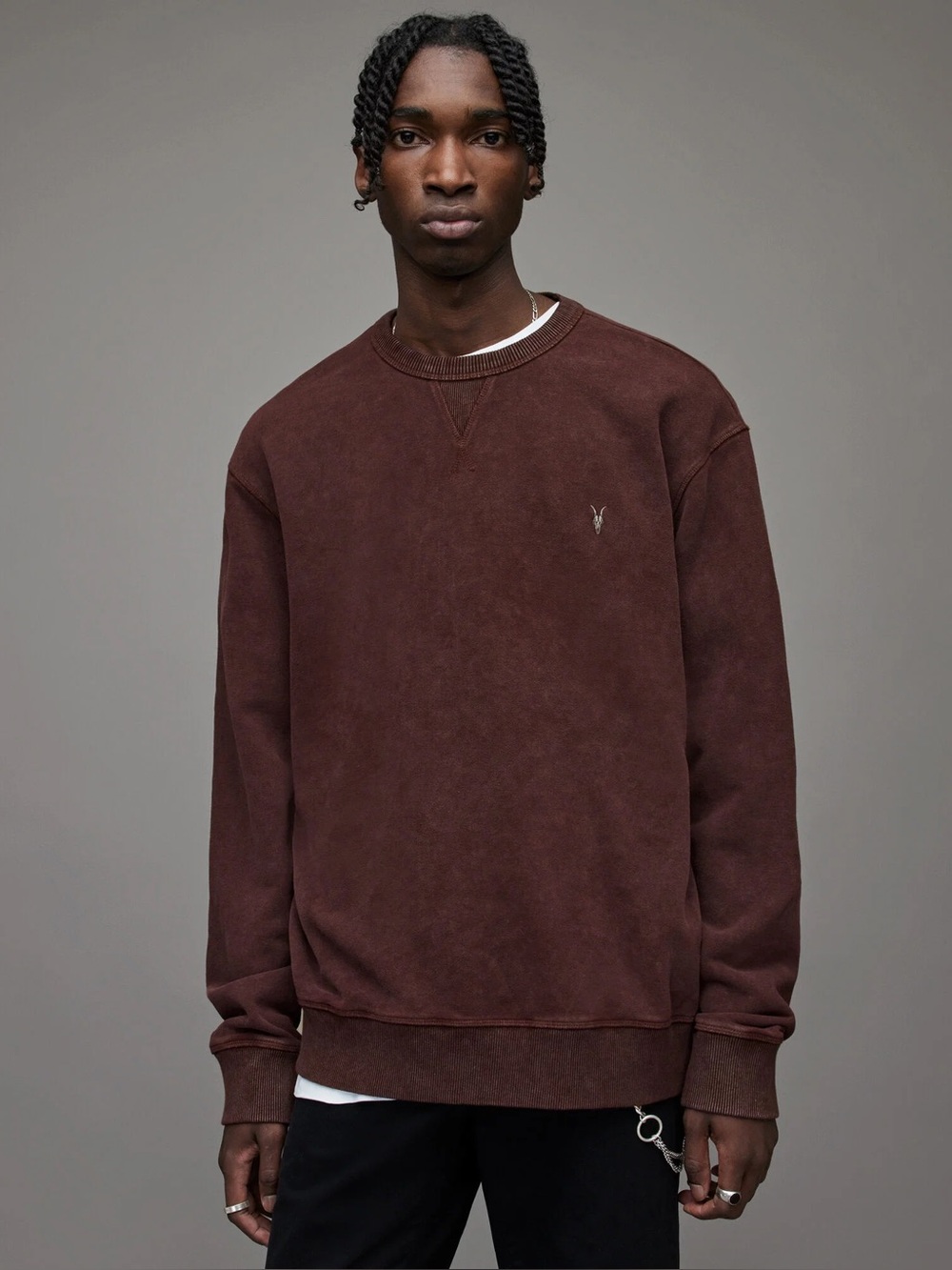 All Saints Sz Md Sonny Crew Sweatshirt